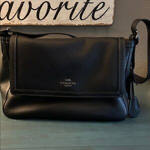 Coach Etta in black pebbled leather